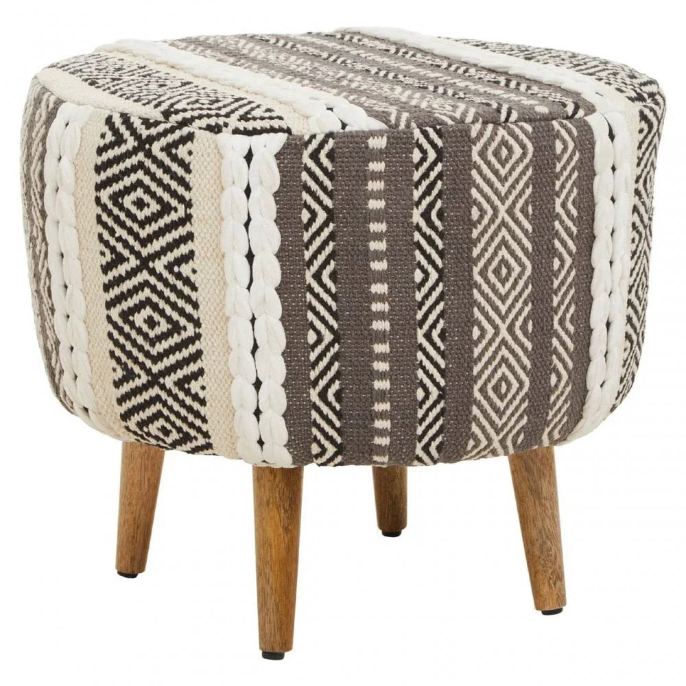 Safina Grey And White Stool