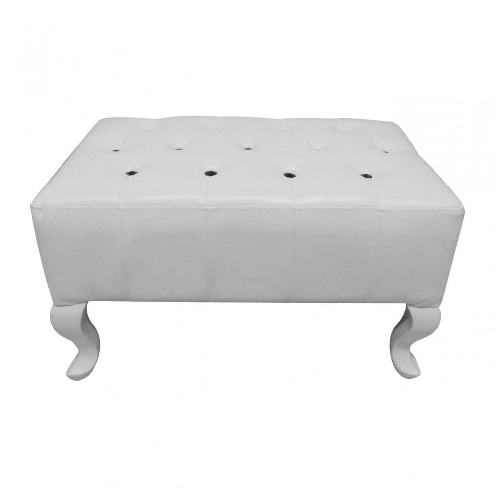 Chatham White Leather Ottoman