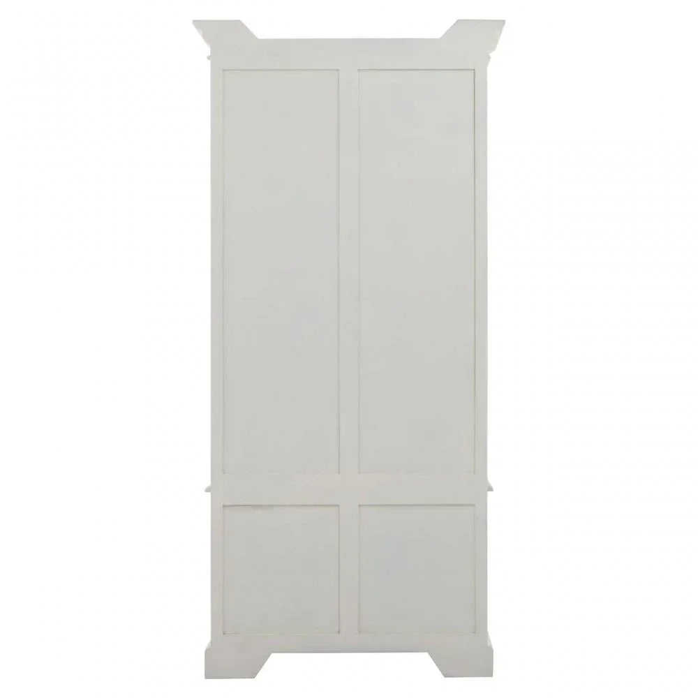 White wooden wardrobe with paneled doors viewed from the front