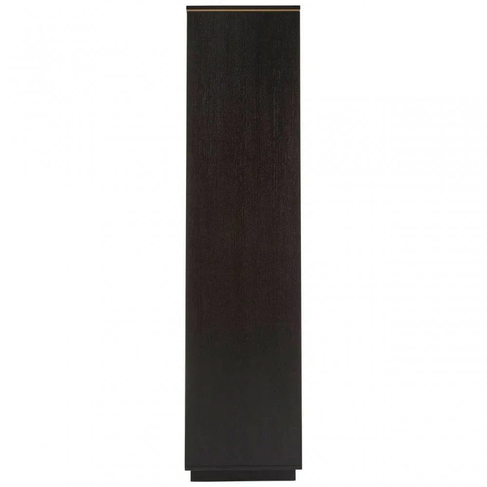 Tall dark wood cabinet door with subtle texture, viewed from the front
