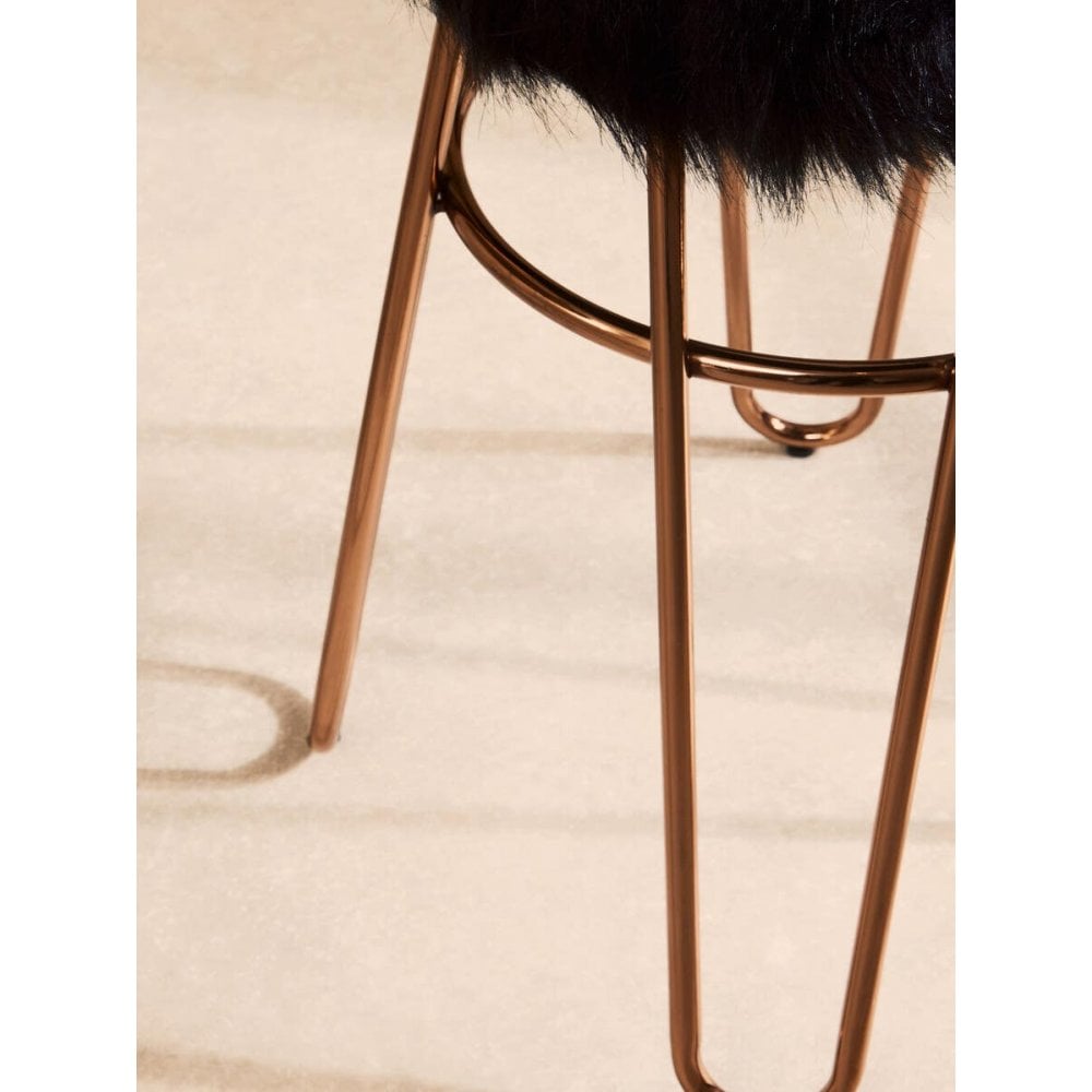 Diston Rose Gold Faux Fur Stool