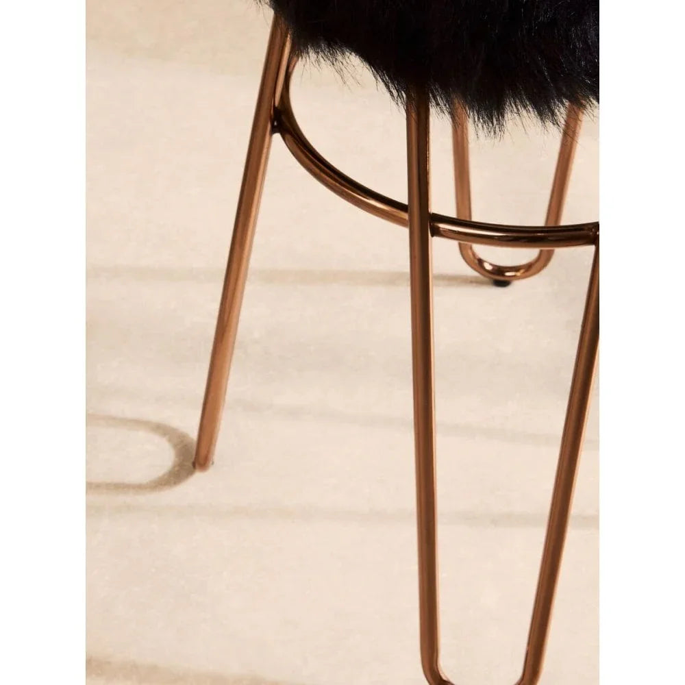 Diston Rose Gold Faux Fur Stool