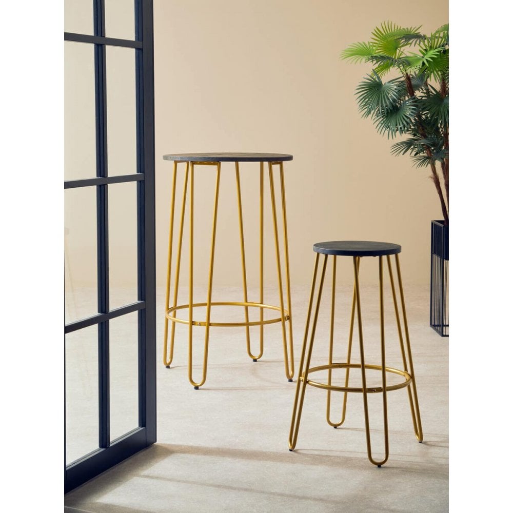 Diston Gold Metal Bar Stool