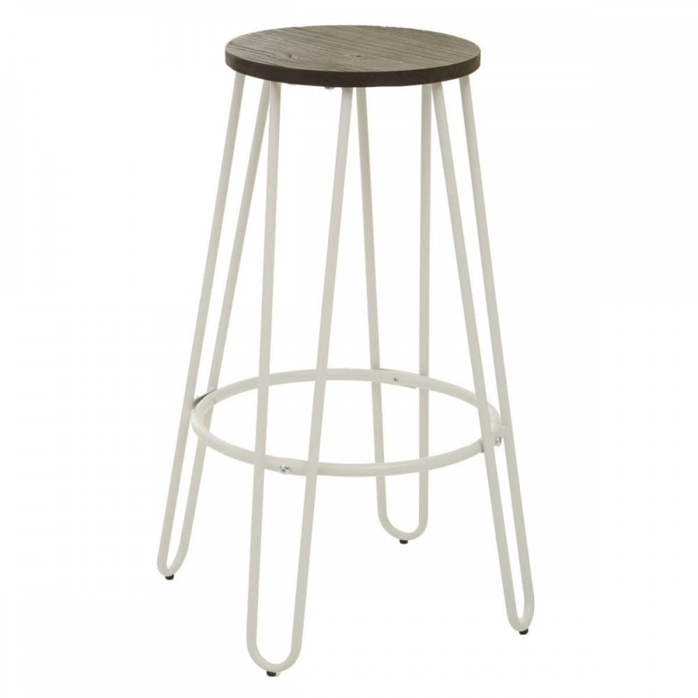 Diston White Metal Bar Stool