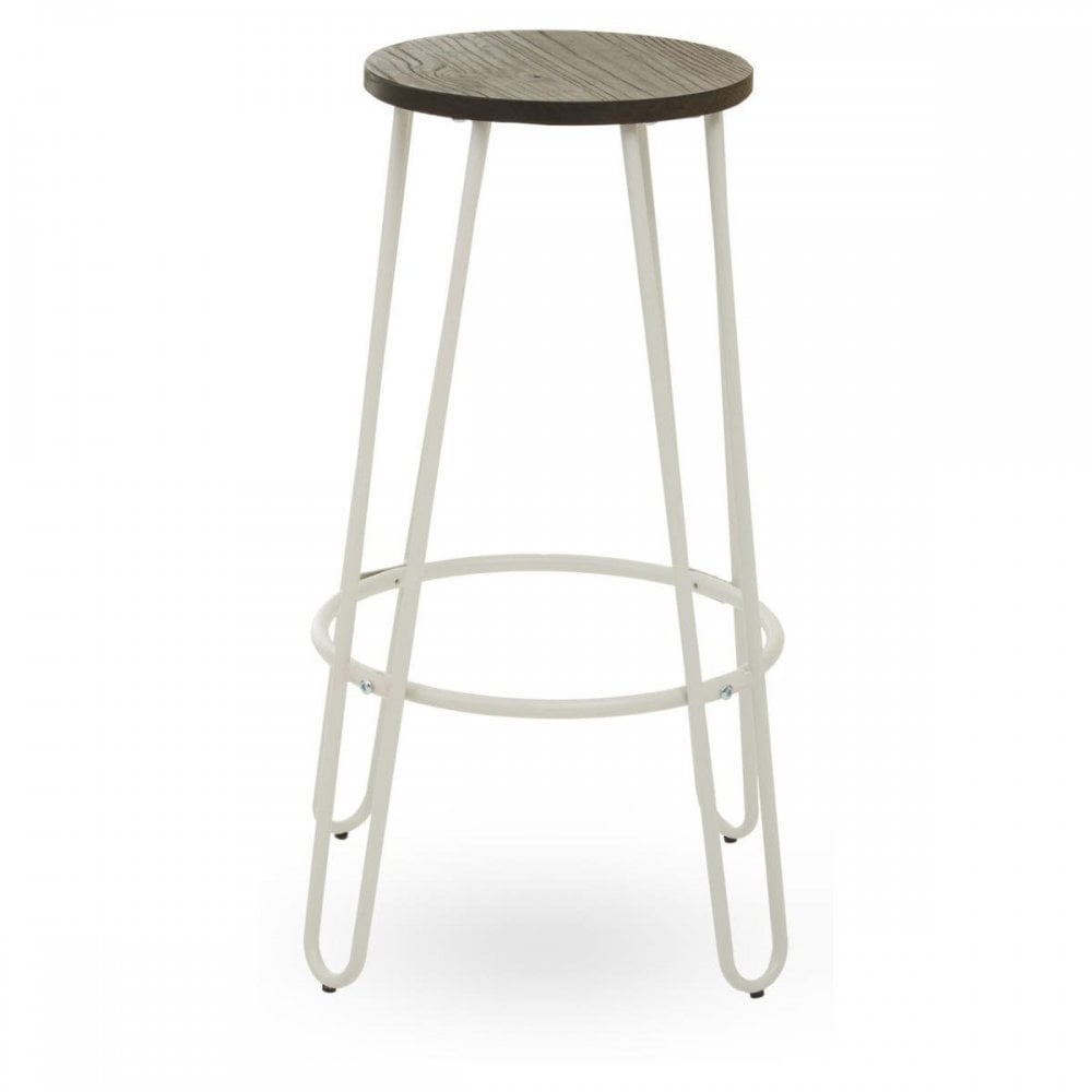 Diston White Metal Bar Stool