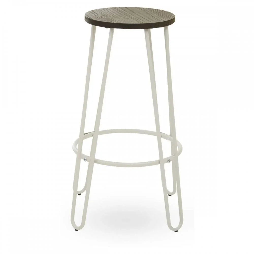 Diston White Metal Bar Stool
