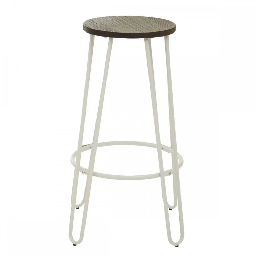 Diston White Metal Bar Stool