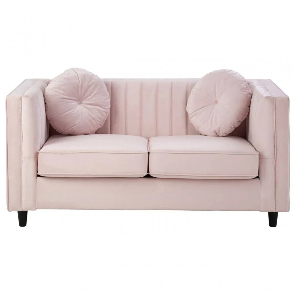 Farrah 2 Seat Pink Velvet Sofa