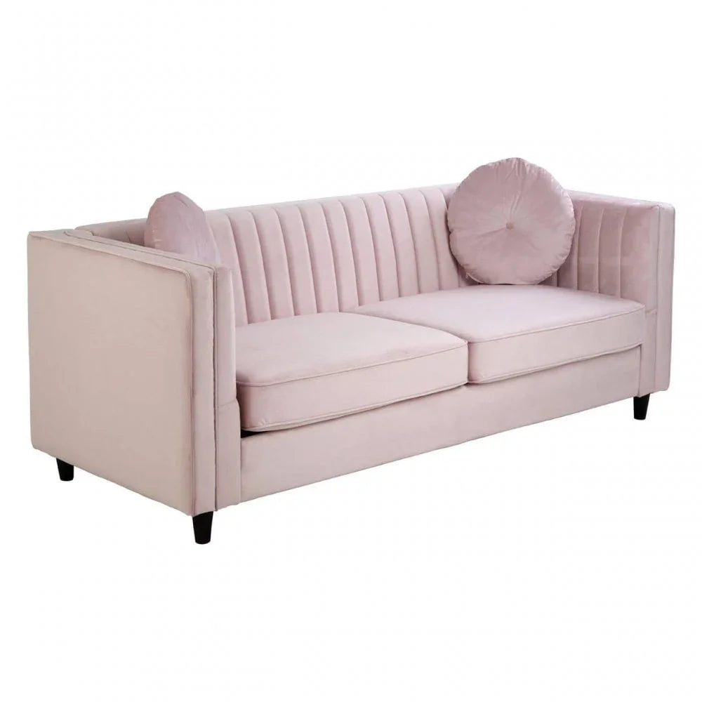 Farrah 3 Seat Pink Velvet Sofa