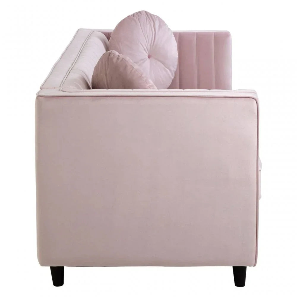 Farrah 3 Seat Pink Velvet Sofa