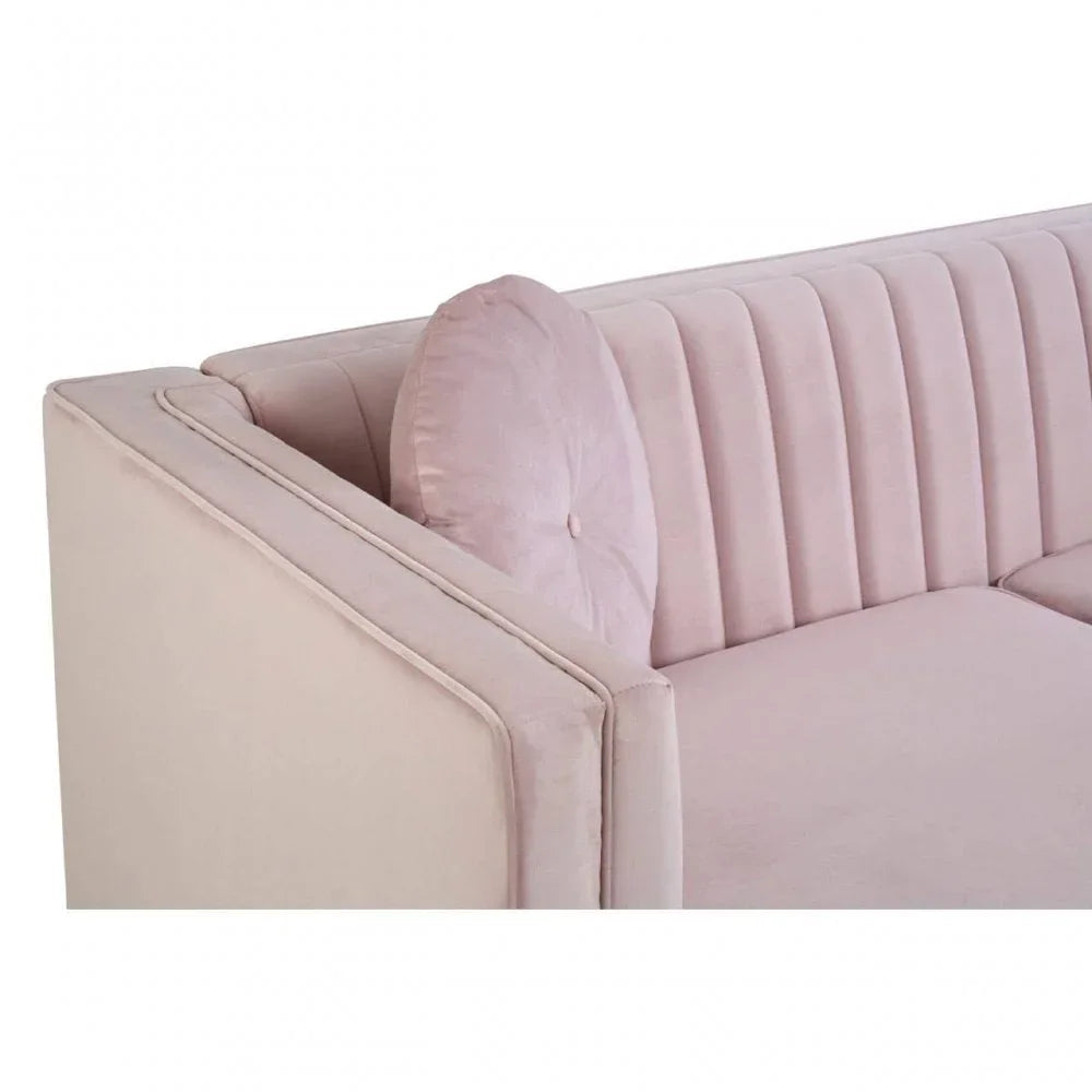 Farrah 3 Seat Pink Velvet Sofa