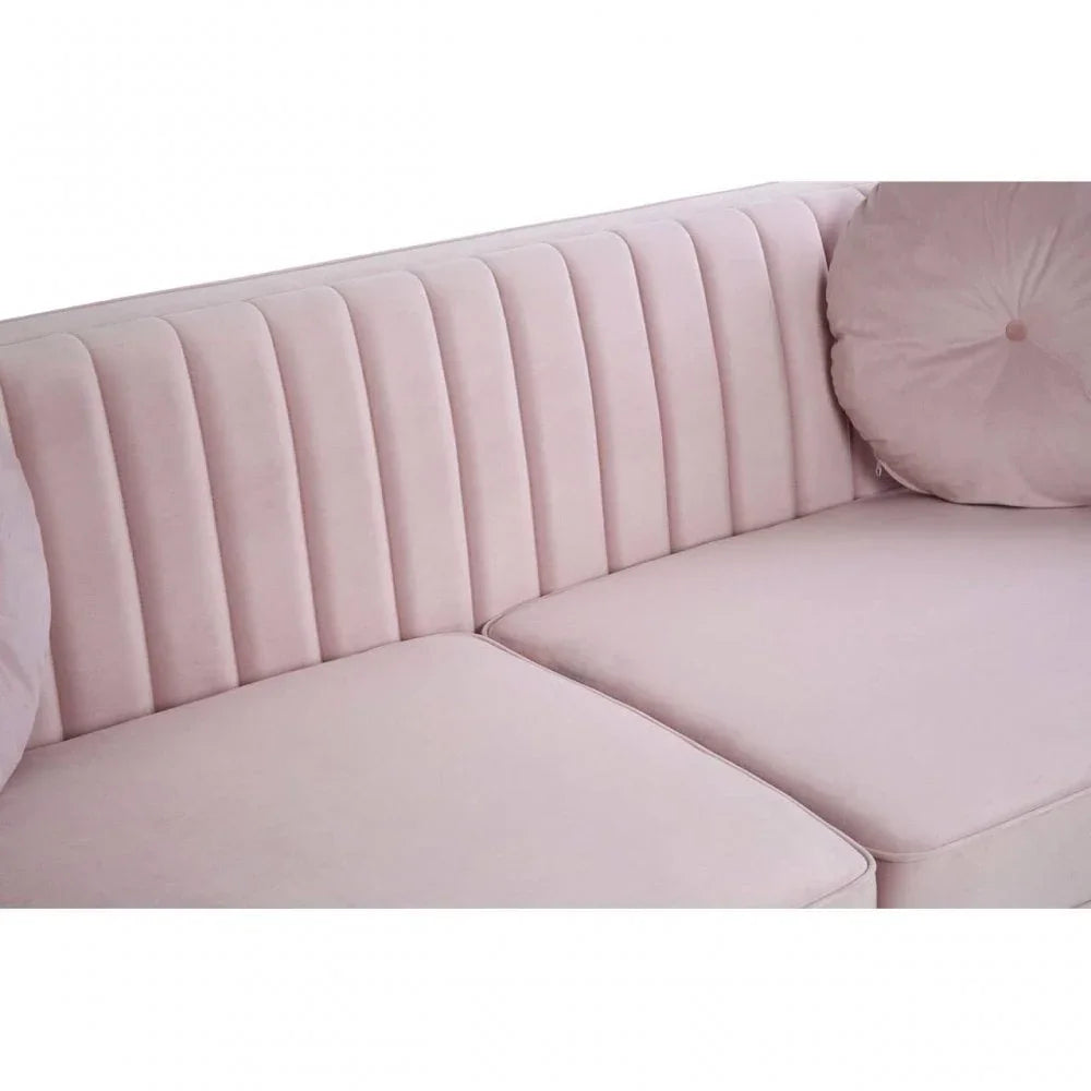 Farrah 3 Seat Pink Velvet Sofa