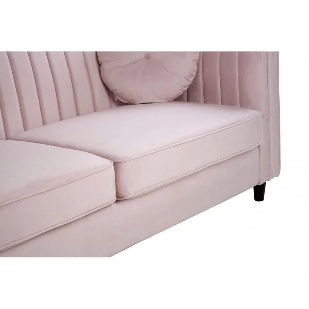 Farrah 3 Seat Pink Velvet Sofa