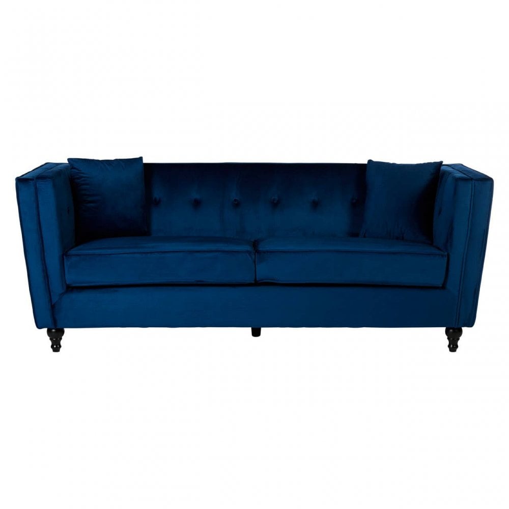 Daxton Three Seater Navy Blue Velvet Sofa