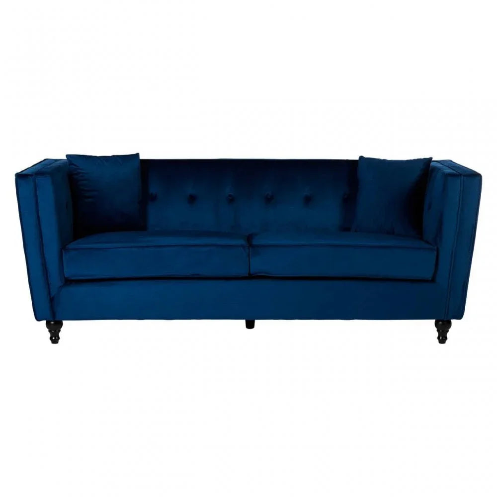Daxton Three Seater Navy Blue Velvet Sofa
