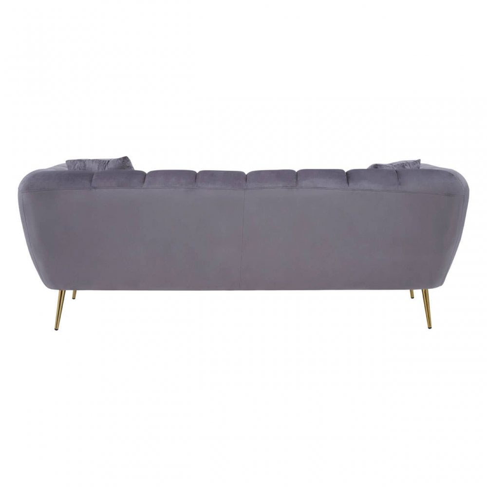 Aria Three Seater Grey Velvet Sofa