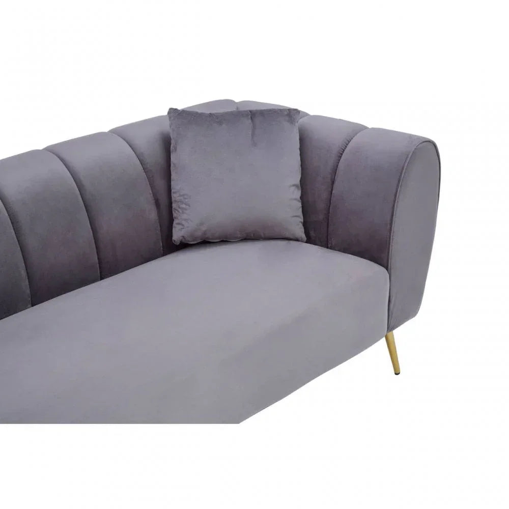 Aria Three Seater Grey Velvet Sofa