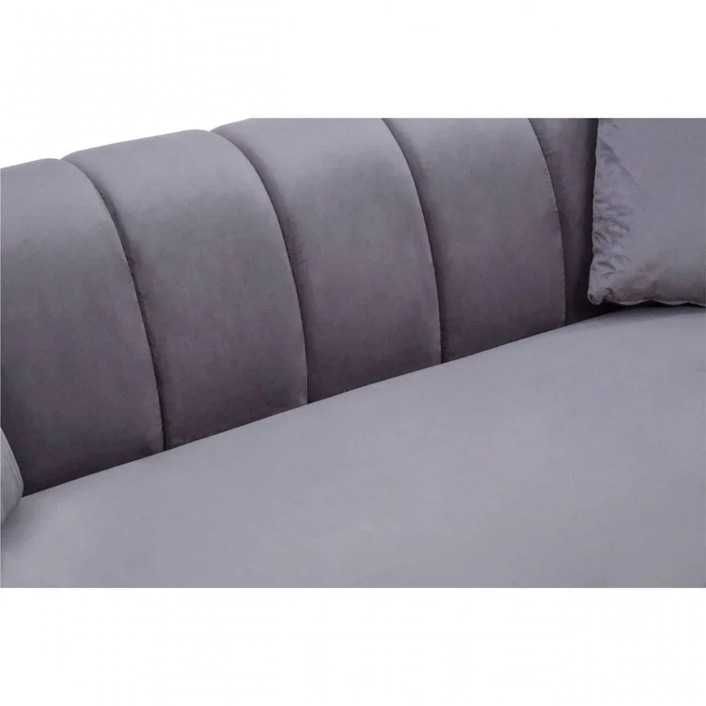 Aria Three Seater Grey Velvet Sofa