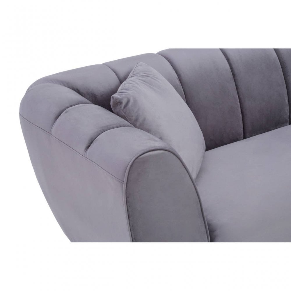 Aria Three Seater Grey Velvet Sofa