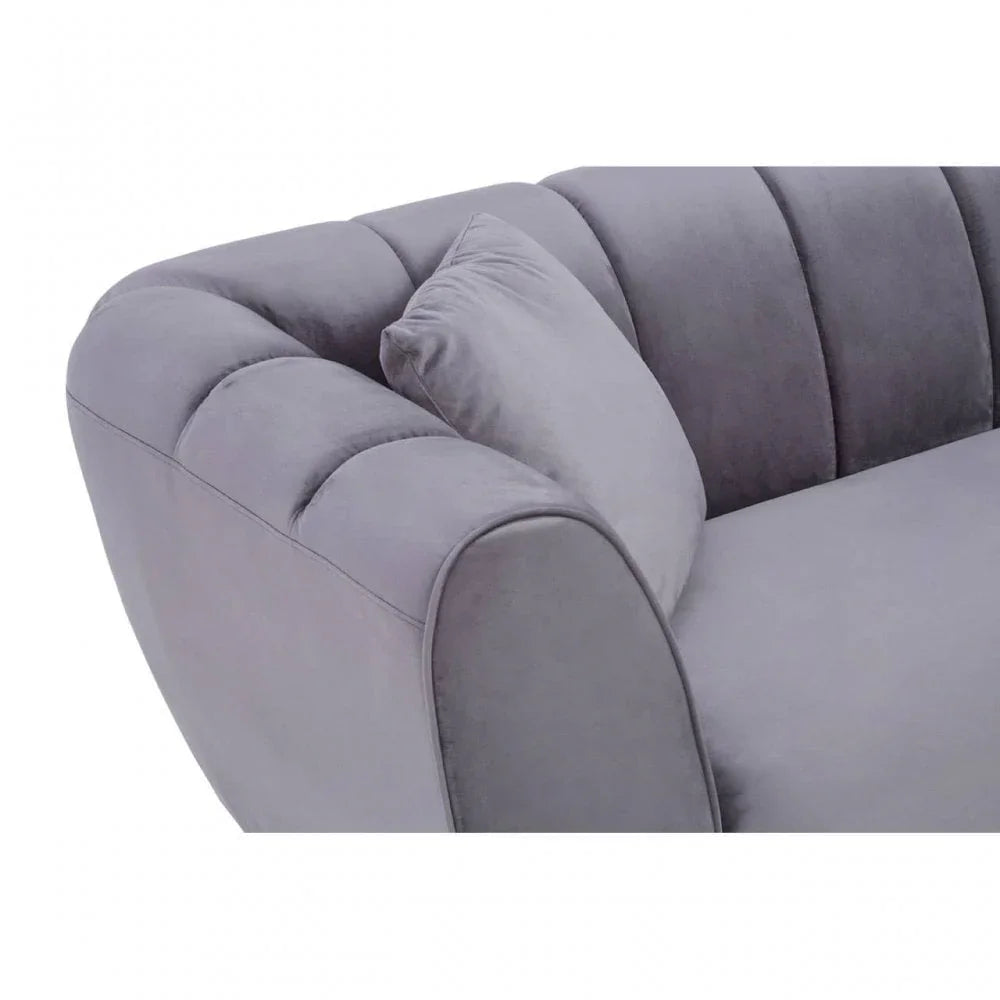 Aria Three Seater Grey Velvet Sofa