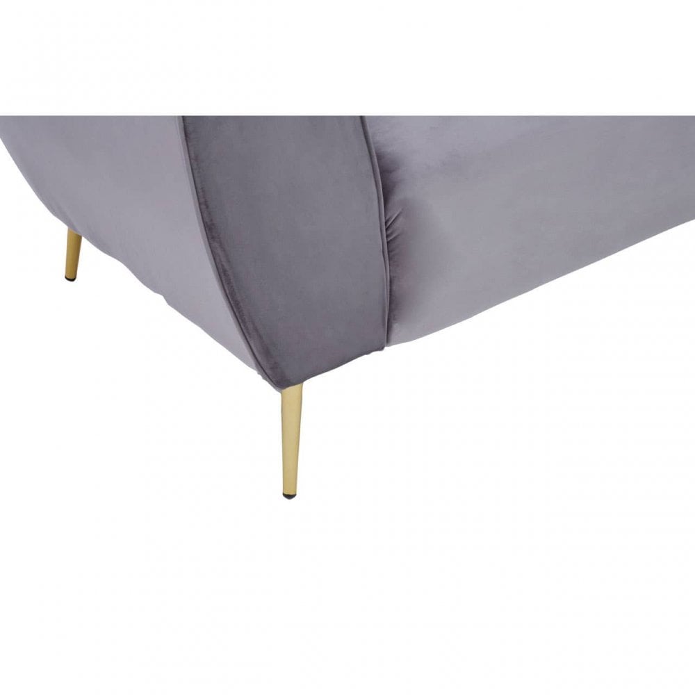 Aria Three Seater Grey Velvet Sofa