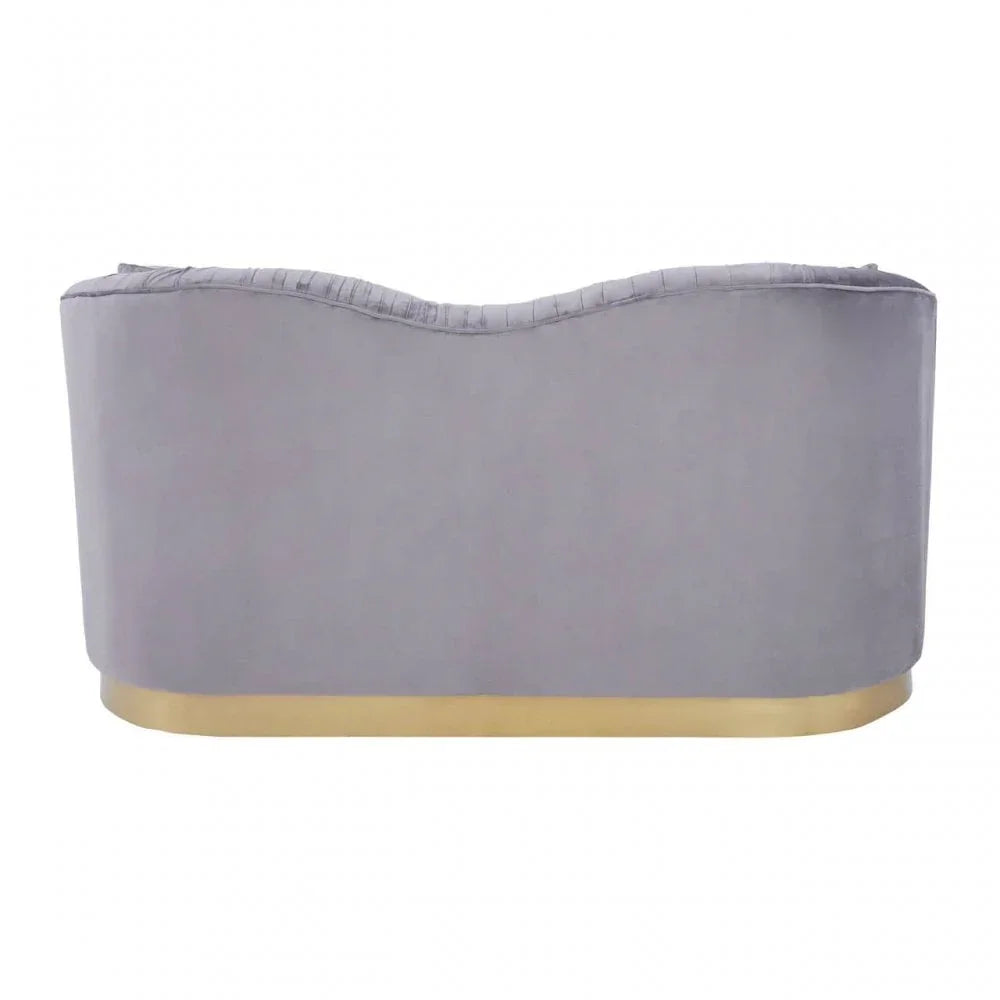 Elysia 2 Seat Pleated Grey Velvet Sofa