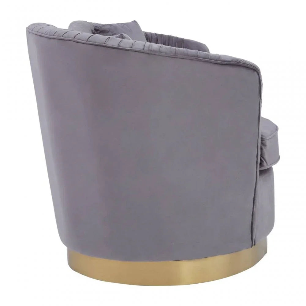 Elysia 3 Seat Pleated Grey Velvet Sofa