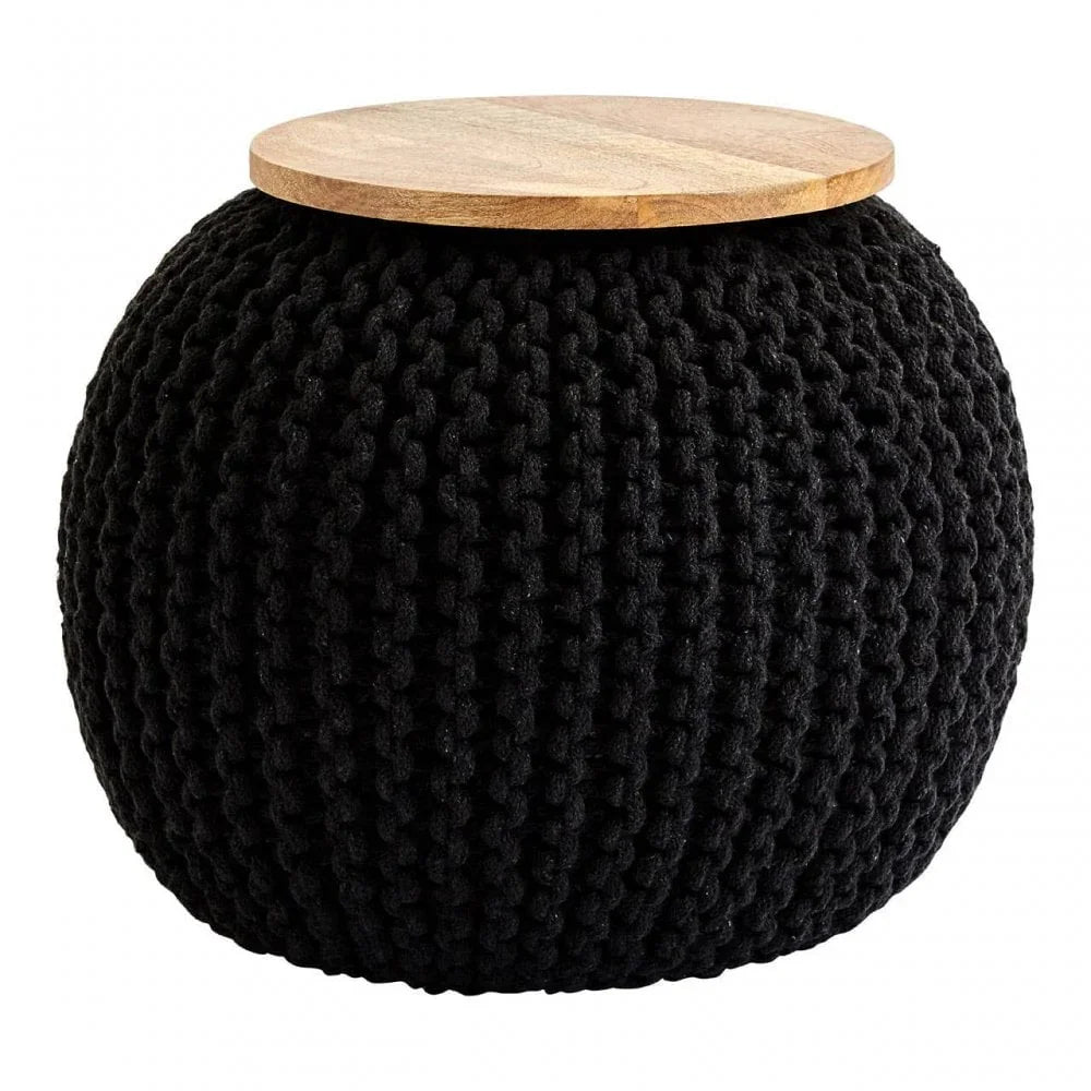 Meridian Black Woven Pouffe