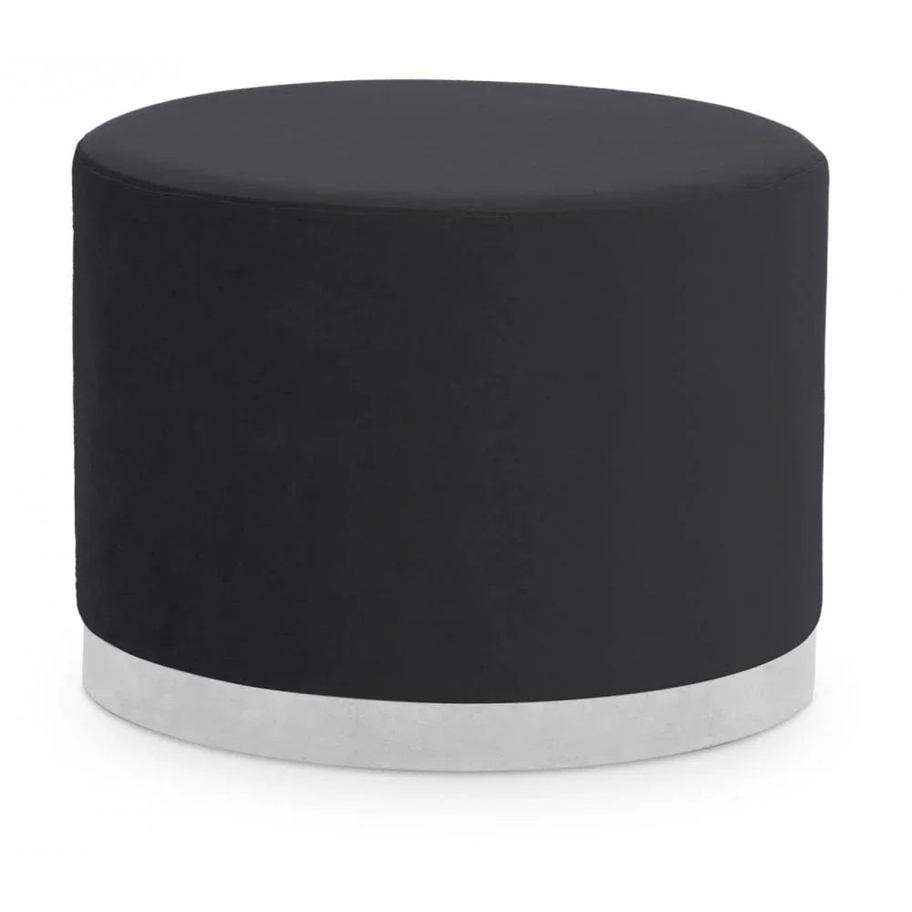 Tavian Black And Silver Round Stool