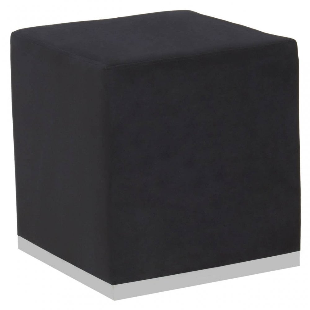 Tavian Black And Silver Square Stool