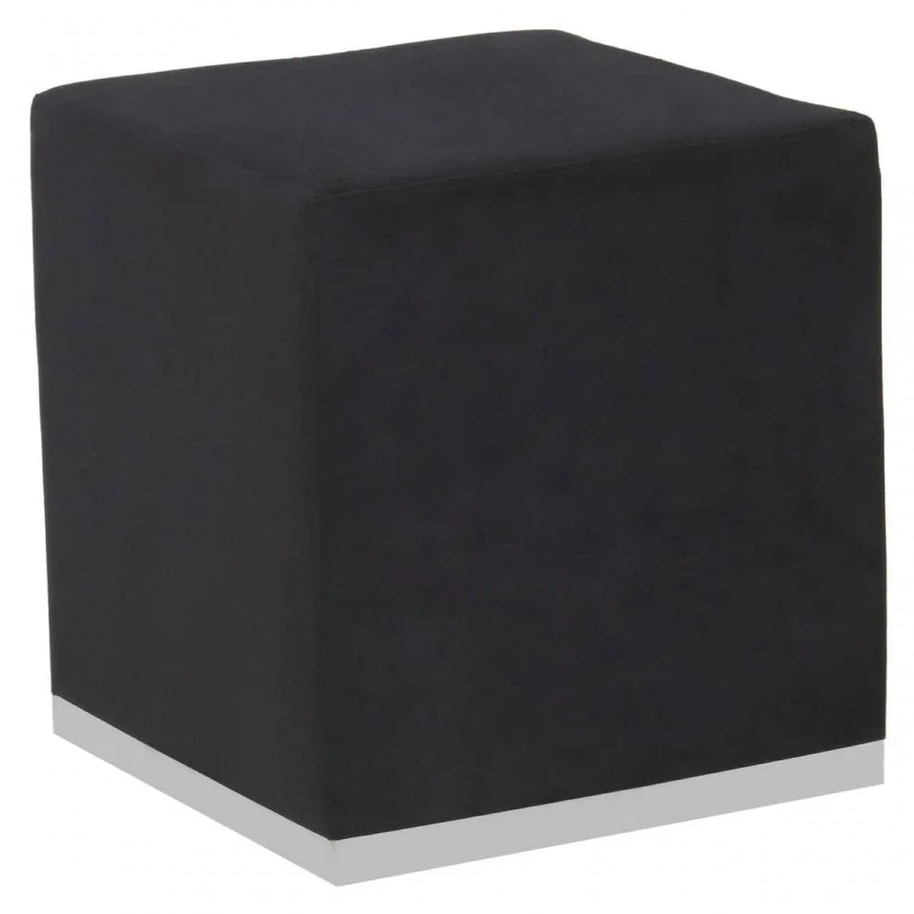 Tavian Black And Silver Square Stool