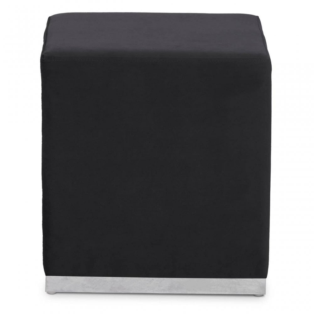 Tavian Black And Silver Square Stool