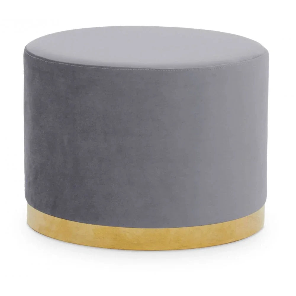 Tavian Grey And Gold Round Stool