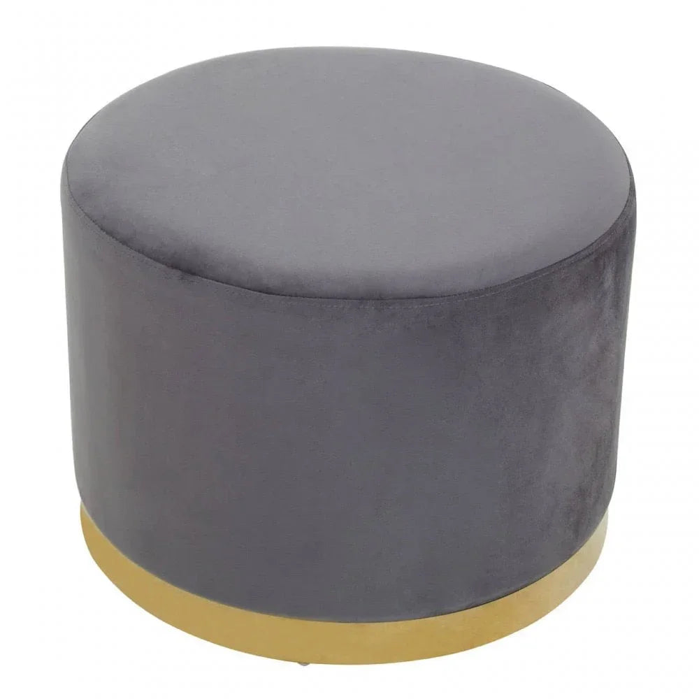 Tavian Grey And Gold Round Stool