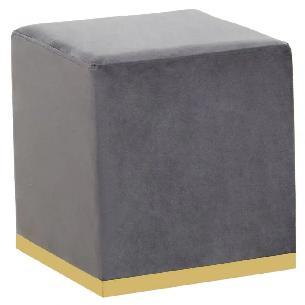 Tavian Grey And Gold Square Stool