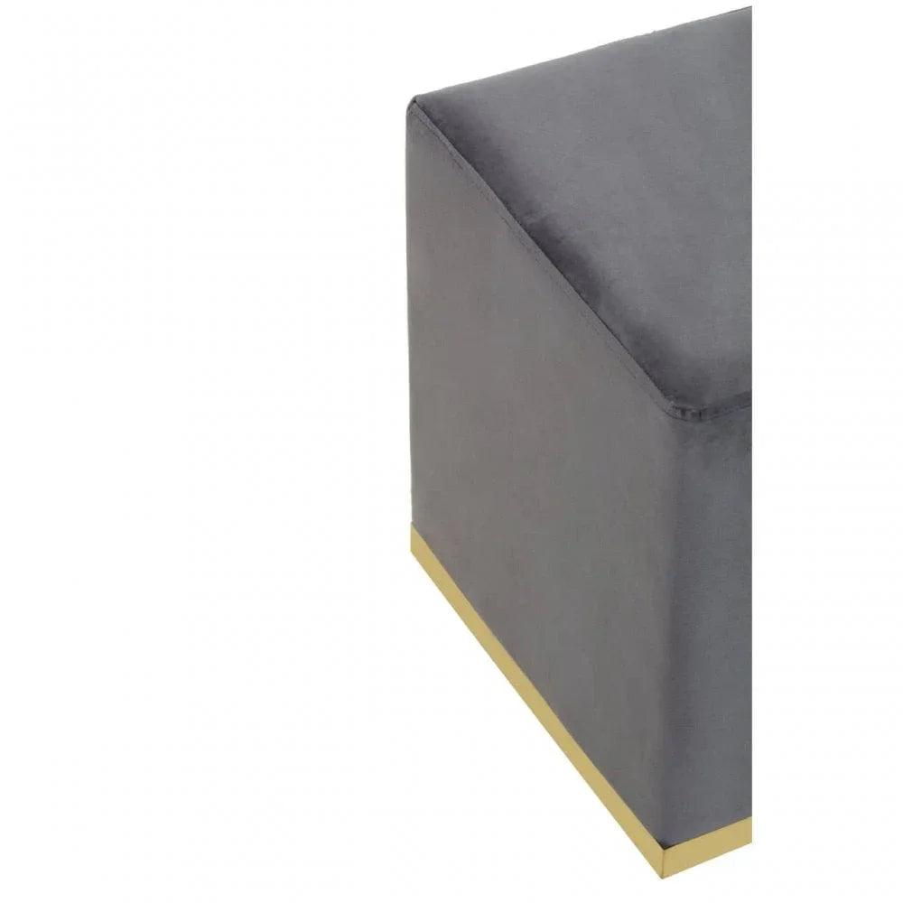 Tavian Grey And Gold Square Stool