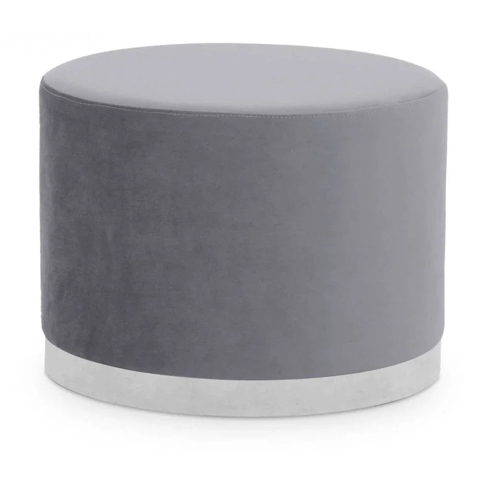 Tavian Grey And Silver Round Stool