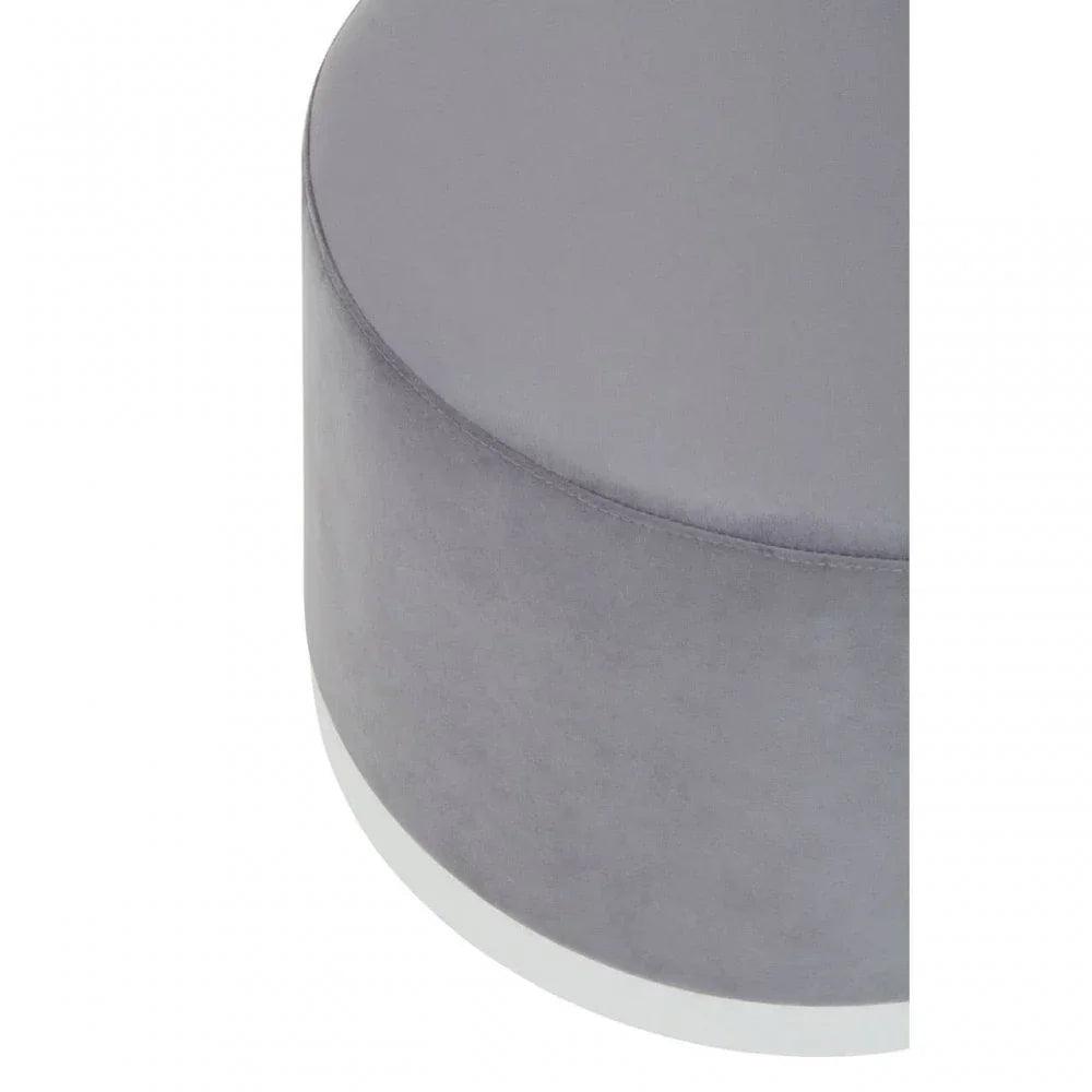 Tavian Grey And Silver Round Stool