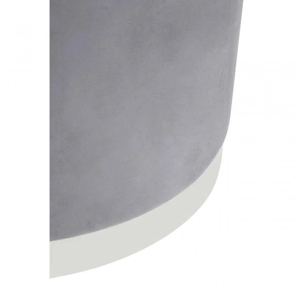Tavian Grey And Silver Round Stool