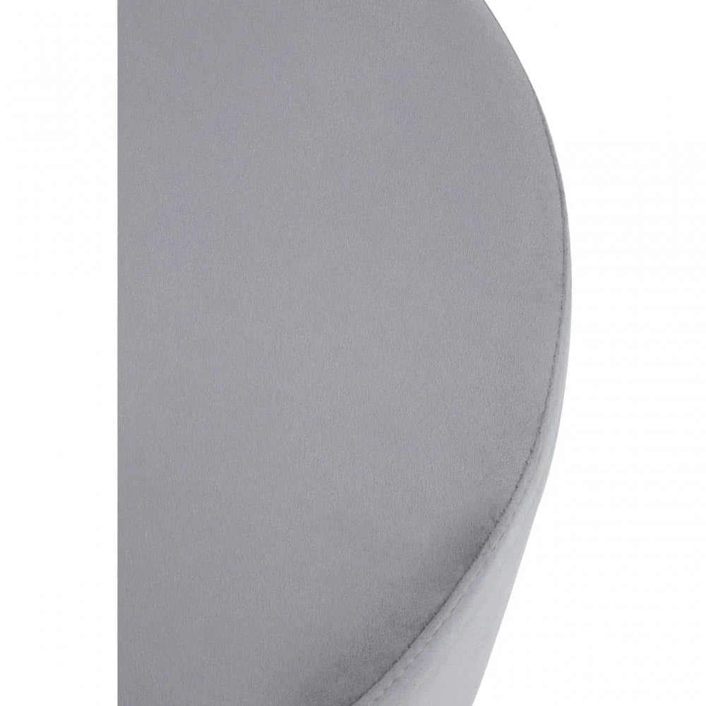 Tavian Grey And Silver Round Stool