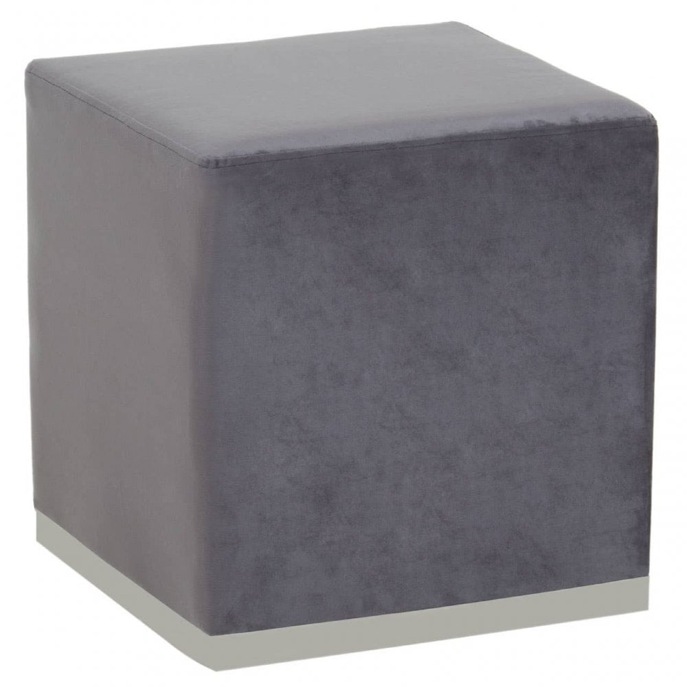 Tavian Grey And Silver Square Stool