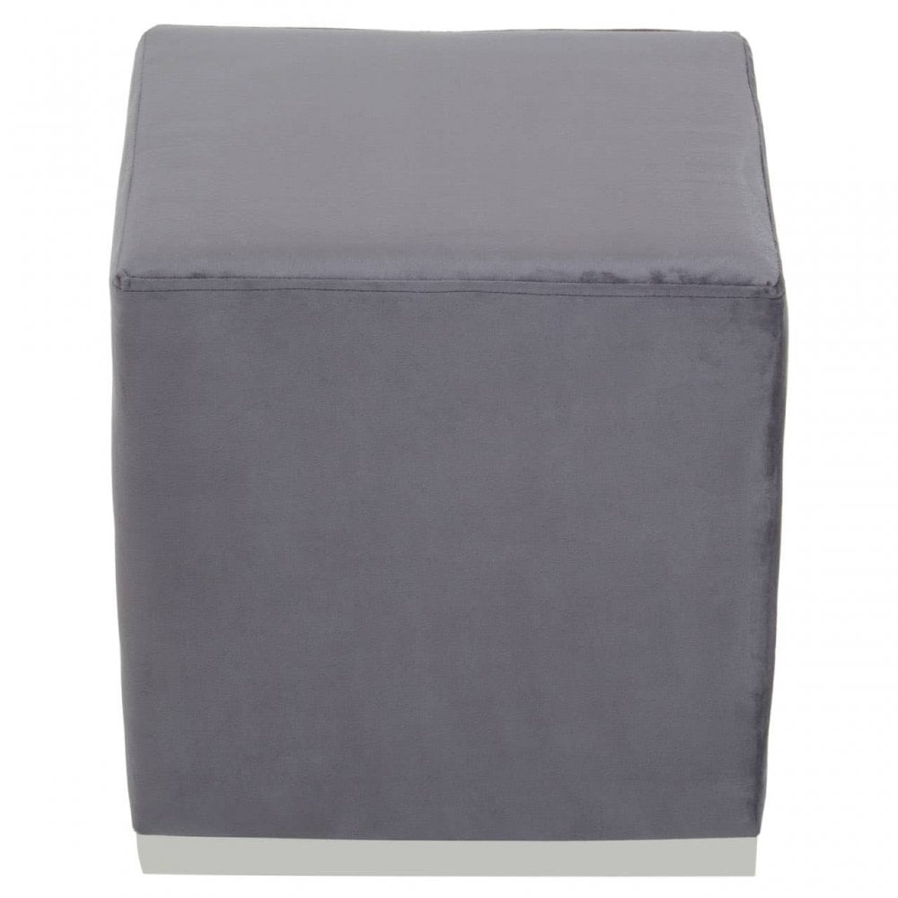 Tavian Grey And Silver Square Stool