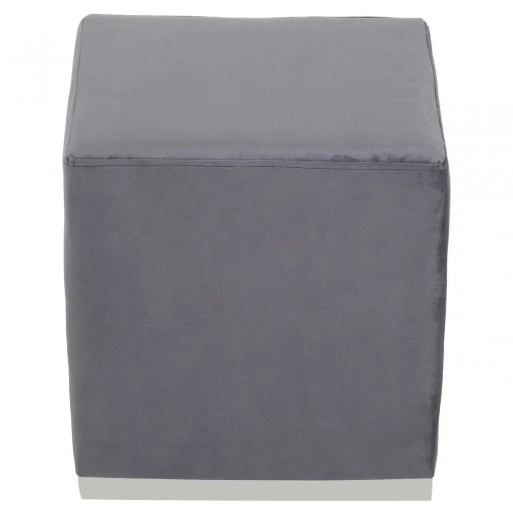 Tavian Grey And Silver Square Stool