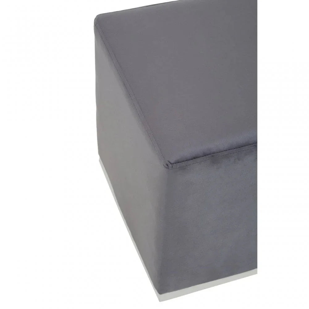 Tavian Grey And Silver Square Stool