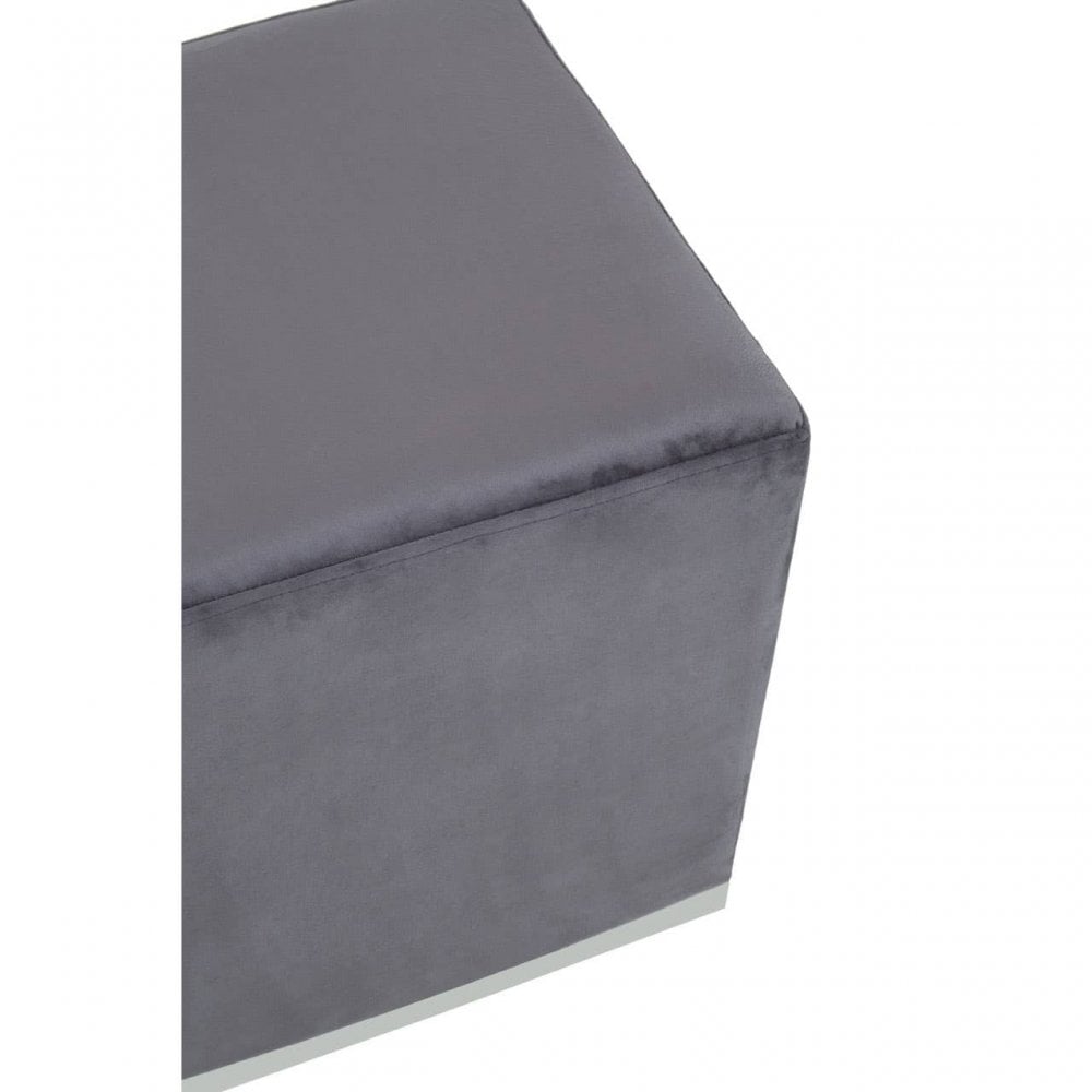 Tavian Grey And Silver Square Stool