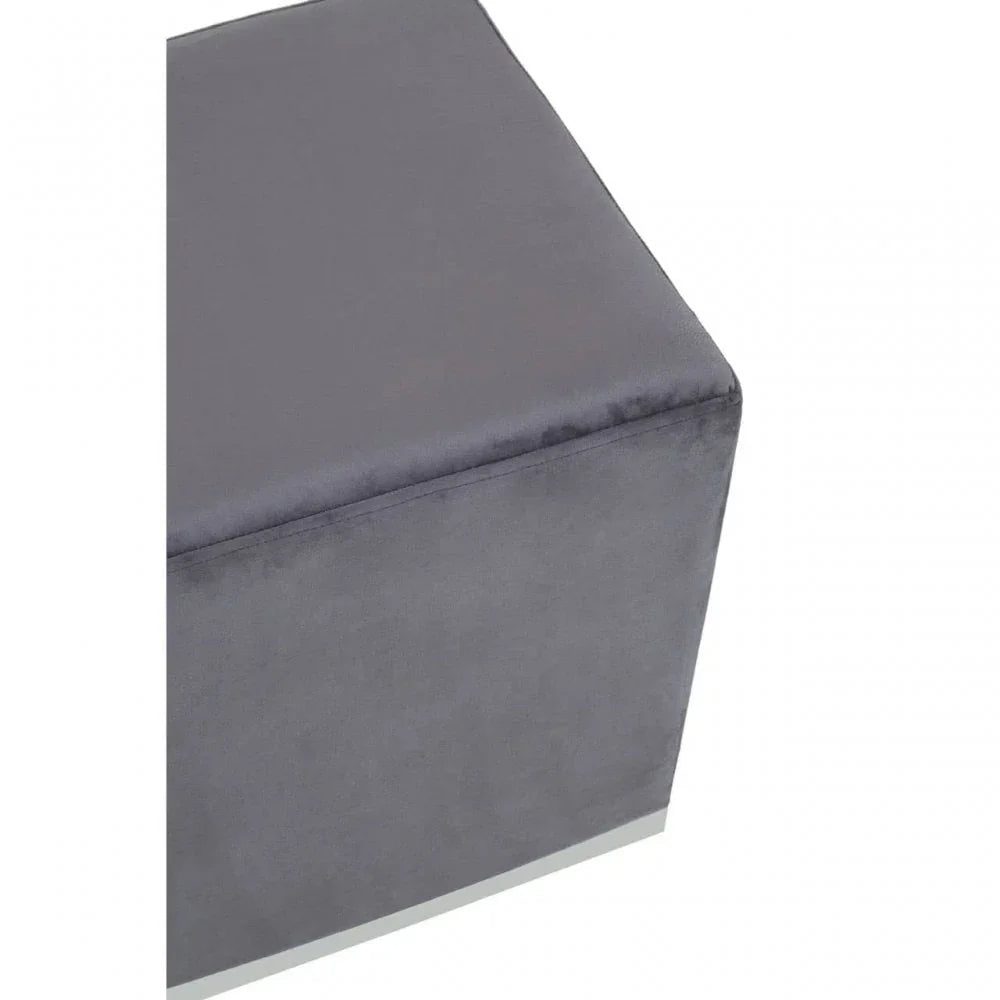 Tavian Grey And Silver Square Stool