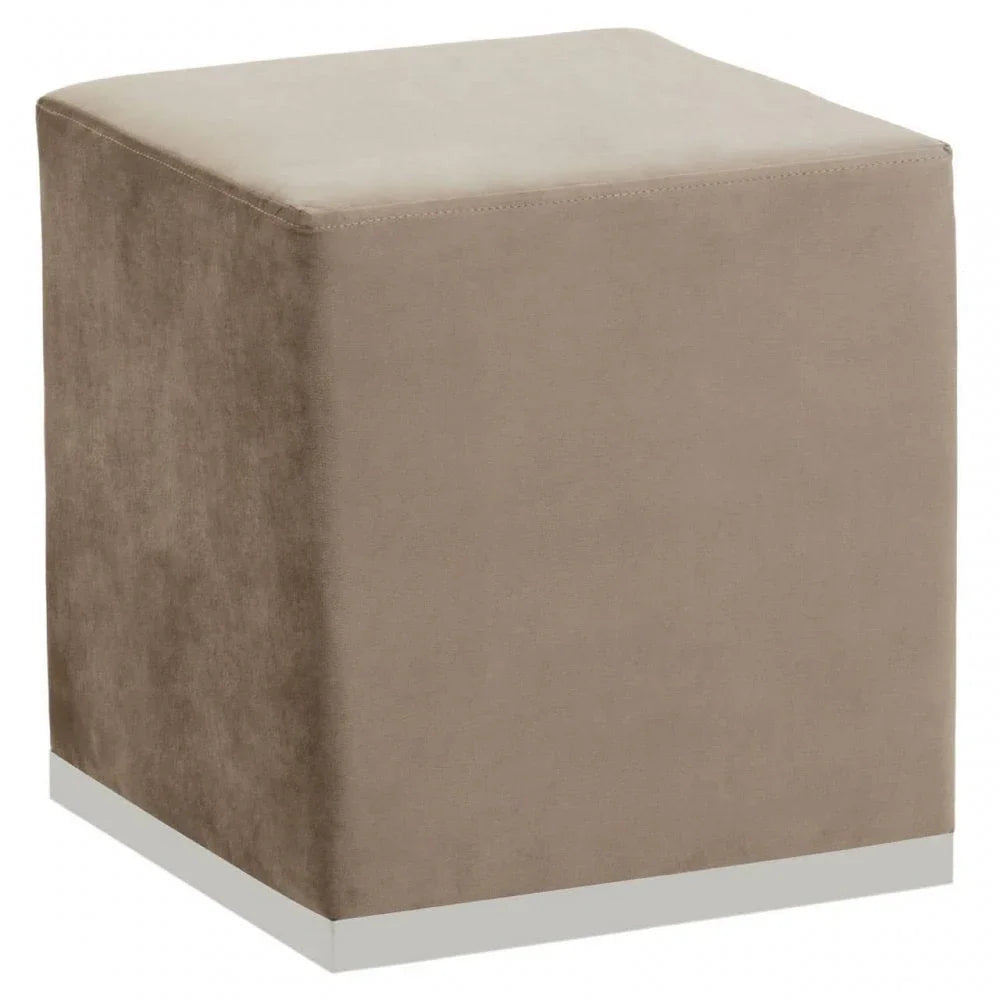 Tavian Mink And Silver Square Stool