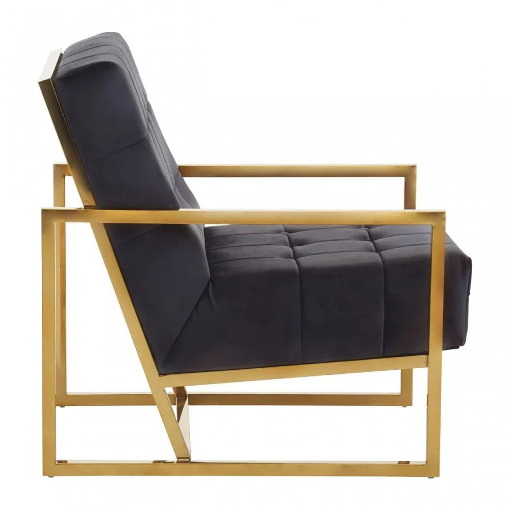 Lila Velvet Chair With Gold Frame