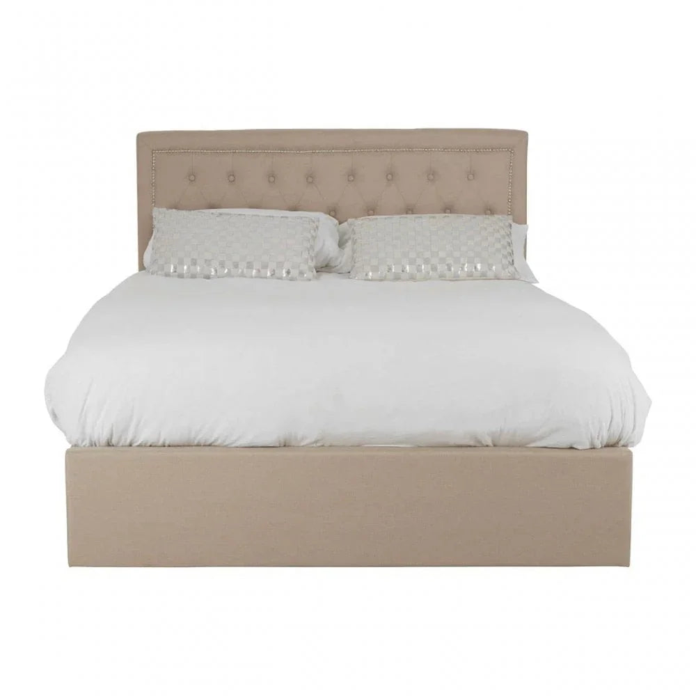 Ava Beige Double Ottoman Bed