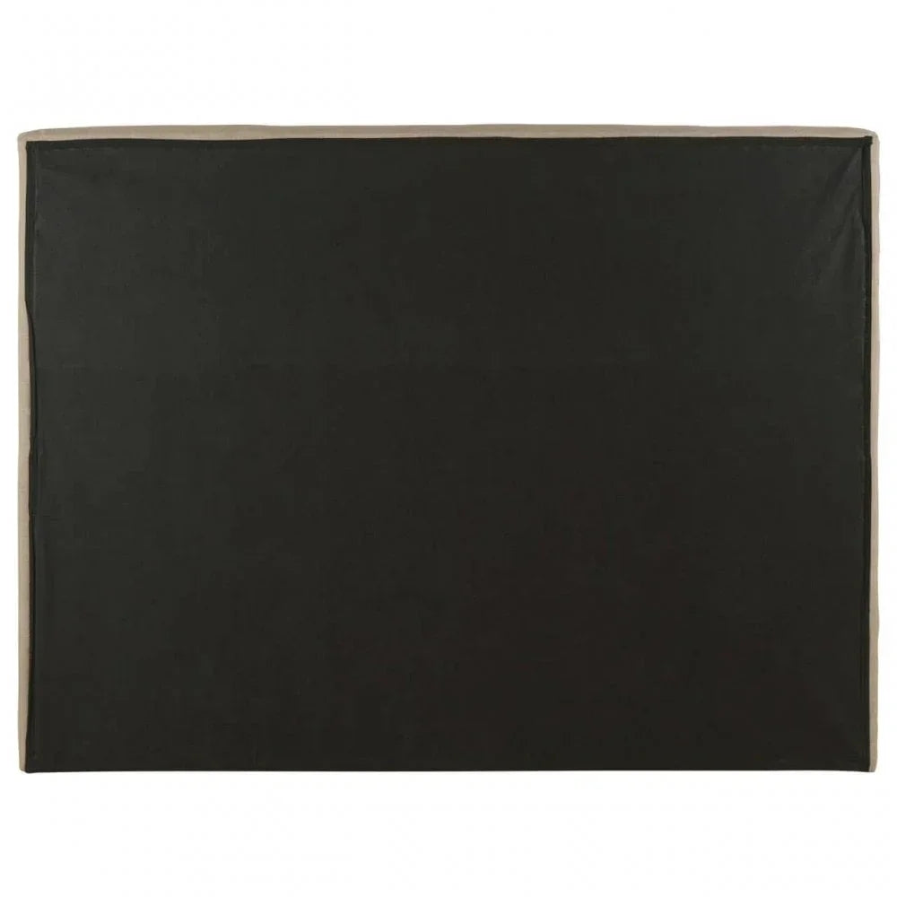 Black upholstered headboard with smooth fabric and minimalistic rectangular design